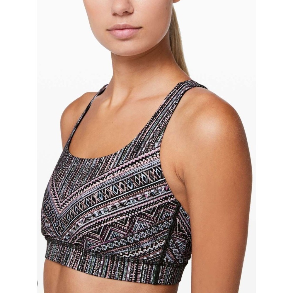 Lululemon Energy Bra Womens S Multicolor Excellent Geometric‎ Strappy Sports Bra